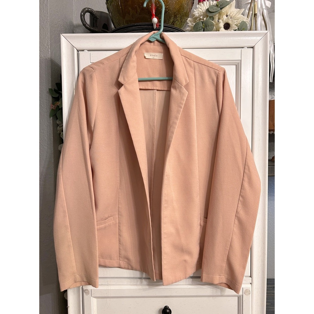 Open Front Blazer Peach Pink Business Casual Large Office Preppy